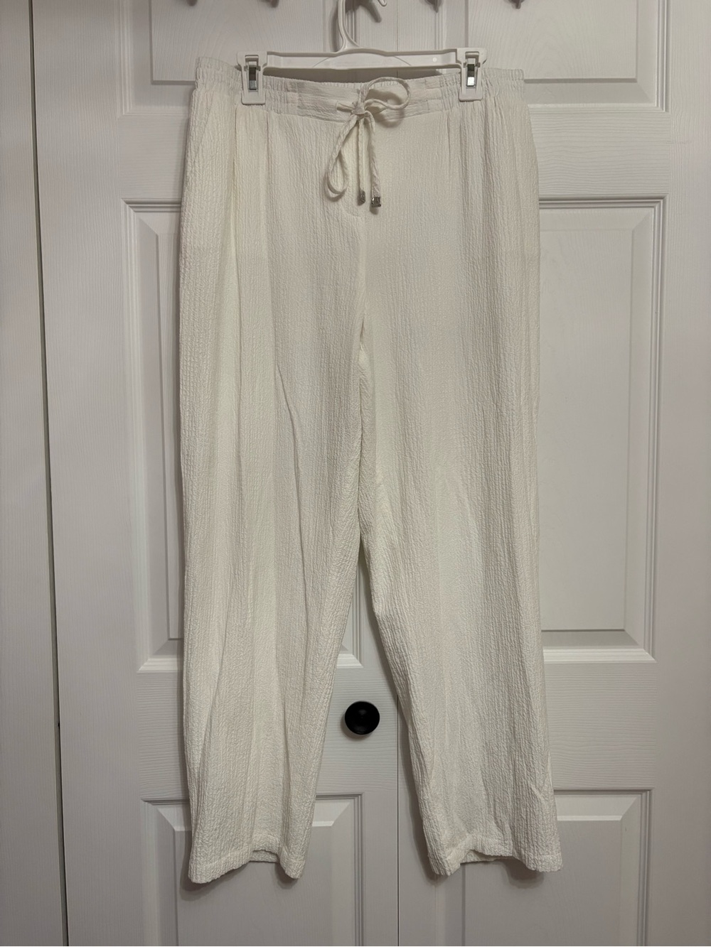 Calvin Klein Cream Textured Drawstring Pants